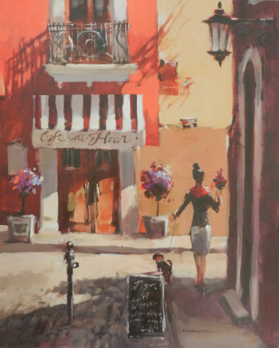 Obrázek 40x50, ulice II., rám bílý s patinou