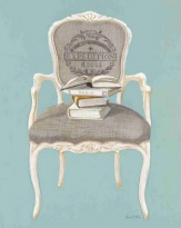Obrázek 40x50, křeslo II., rám bílý s patinou