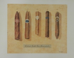 Obrázek 36x45, doutníky I., rám sv. dub - červotoč