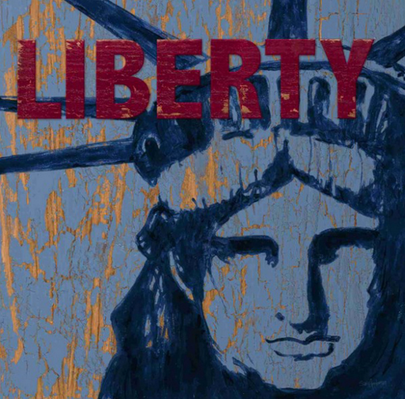 Obrázek 50x50, liberty, rám sv. dub - červotoč