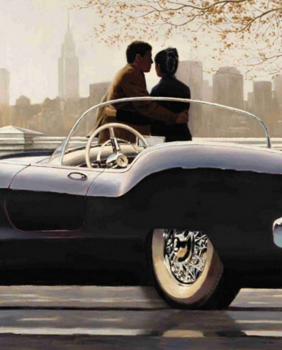 Obrázek 40x50, krátký výlet, rám bílý s patinou