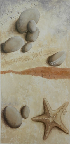 Obrázek 30x60, kameny & hvězdice, rám sv. dub - červotoč