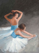 Obrázek 24x30, baletky I., rám bílý s a patinou