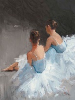 Obrázek 24x30, baletky II., rám bílý s patinou