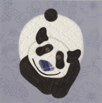 Obrázek 18x18, panda, rám bílý s patinou