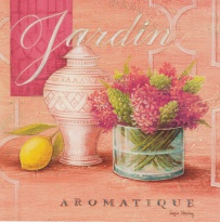 Obrázek 18x18, hortenzie - jardin, rám bílý s patinou