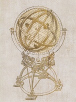 Obrázek 17x22, glóbus, rám sv. dub - červotoč