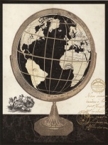Obrázek 17x22, globus tmavý II., rám sv. dub - červotoč