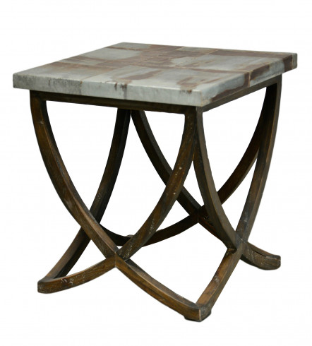 Stolek Davos, oplechovaná deska, hnědé podnoží