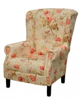 Křeslo Francis, látkový potah červených květů