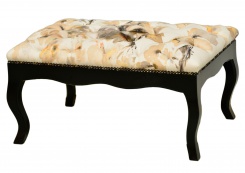 Taburet French style, látkový potah s motivem hnědých květů