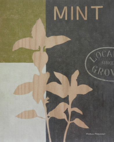 Obrázek 24x30, máta, rám sv. dub- červotoč