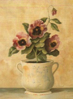 Obrázek 17x22, maceška - fialová, rám sv. dub - červotoč