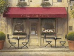 Obrázek 17x22, restaurant Chez Colette, rám bílý s patinou