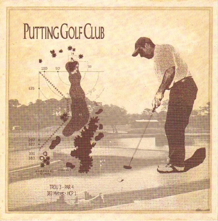 Obrázek 30x30, golf putting, rám sv. dub - červotoč