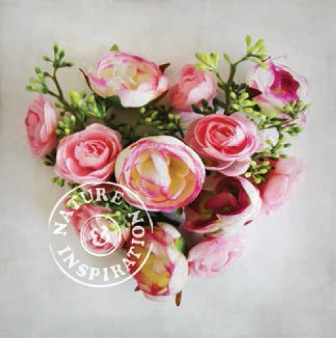 Obrázek 30x30, srdce, žluto-růžové růže, rám bílý s patinou