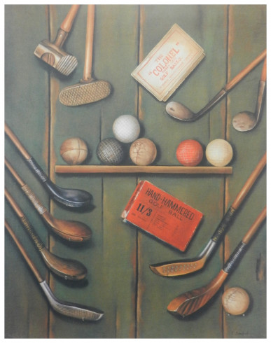Obrázek 36x45. golf, rám sv. dub - červotoč