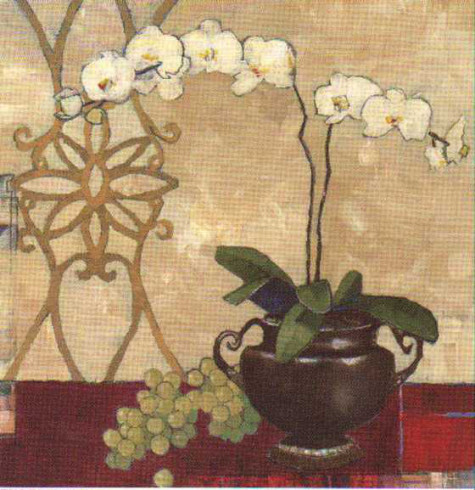 Obrázek 18x18, orchidej v květináči I., rám sv. dub - červotoč