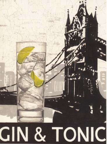Obrázek 17x22, gin & tonic, rám sv. dub - červotoč