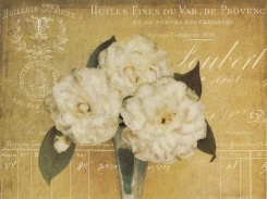 Obrázek 17x22, květiny ve zlatém I., rám bílý s patinou