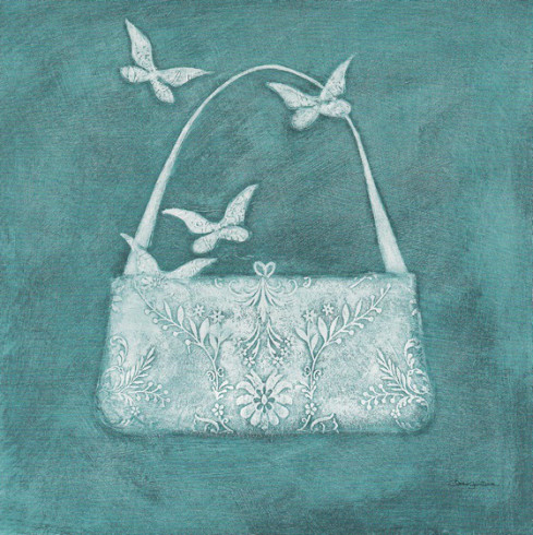 Obrázek 18x18, kabelka, rám sv. dub - červotoč