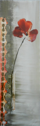 Obrázek 20x60, vlčí mák I., rám sv. dub - červotoč