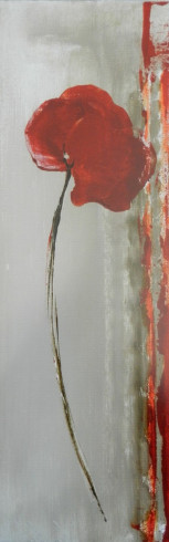 Obrázek 20x60, vlčí mák II., rám sv. dub - červotoč