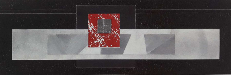Obrázek 20x60, geometrie II., rám bílý s patinou
