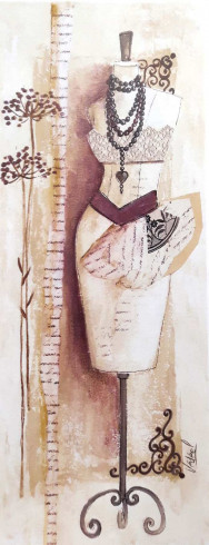 Obrázek 20x60, figurína I., rám sv. dub - červotoč