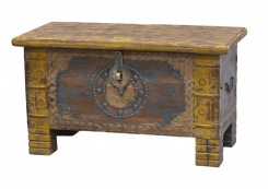 Truhla malovaná, žluto-modrá