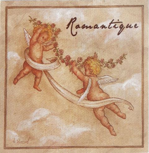 Obrázek 30x30, andělé - romantique, rám sv. dub - červotoč