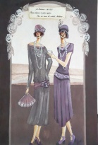 Obrázek 13x18, pařížanky ve fialovém, rám sv. dub - červotoč