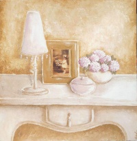 Obrázek 30x30, dětství, rám sv. dub - červotoč