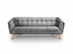 Sametová pohovka Etoile, trojsedák, světle šedá