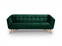 Sametová pohovka Etoile, trojsedák, zelená