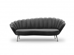 Sametová pohovka Wagram, trojsedák, tmavě šedá