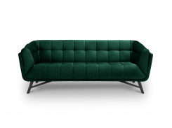 Sametová pohovka Lune, trojsedák, zelená