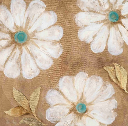 Obrázek 30x30, květy II., rám bílý s patinou