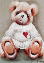 Obrázek 13x18, medvěd, rám bílý s patinou