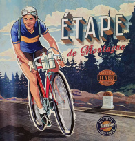 Obrázek 30x30, cyklista, rám sv. dub - červotoč