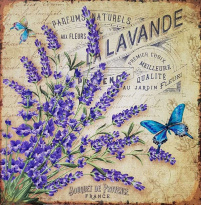 Obrázek 30x30, levandule & motýl, rám sv. dub - červotoč