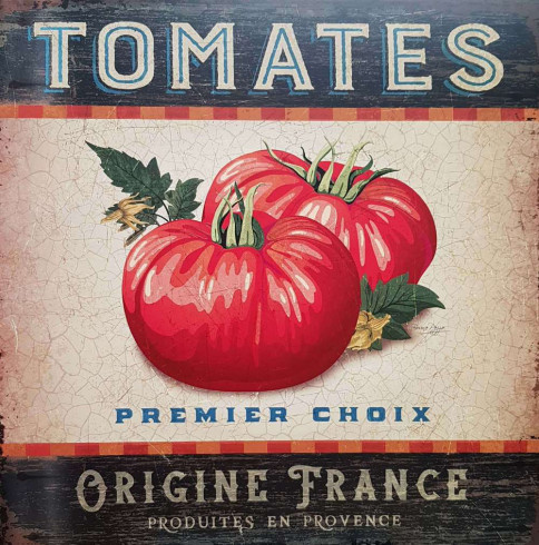 Obrázek 30x30, rajčata, rám bílý s patinou