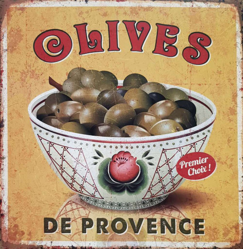 Obrázek 30x30, olivy II., rám bílý s patinou