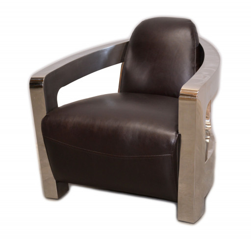 Kožené křeslo, letecký design, tmavě hnědá kůže
