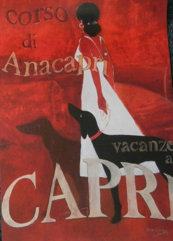 Obrázek 50x70, capri, rám bílý s patinou