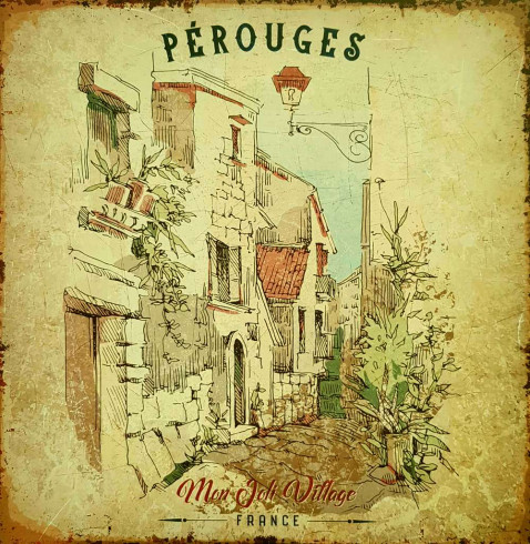 Obrázek 30x30, francouzské uličky I., rám sv. dub - červotoč