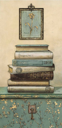 Obrázek 30x60, knihy II., rám sv. dub - červotoč