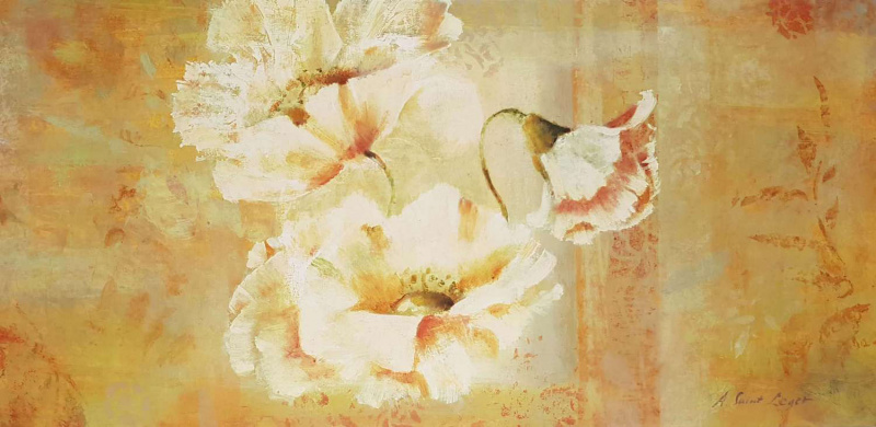 Obrázek 40x80, květy, rám bílý s patinou