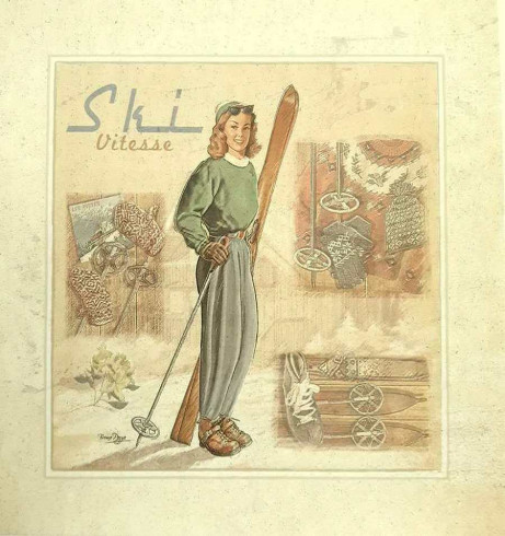 Obrázek 20x20, ski vitesse, rám bílý s patinou