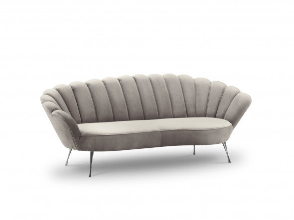 Sametová sedačka Varenne, béžová, stříbrné nohy